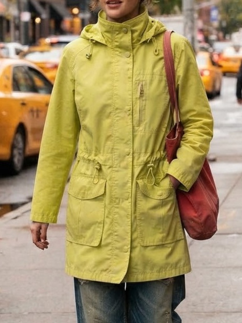 J.Crew Yellow Hooded Utility Anorak Jacket Raincoat Utility Pocket Size M